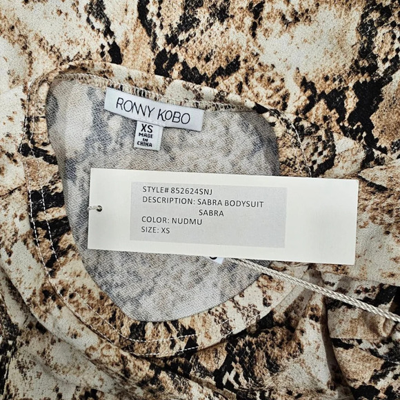 NWT RONNY KOBO SABRA SNAKESKIN BODYSUIT SIZE XS - Picture 2 of 9